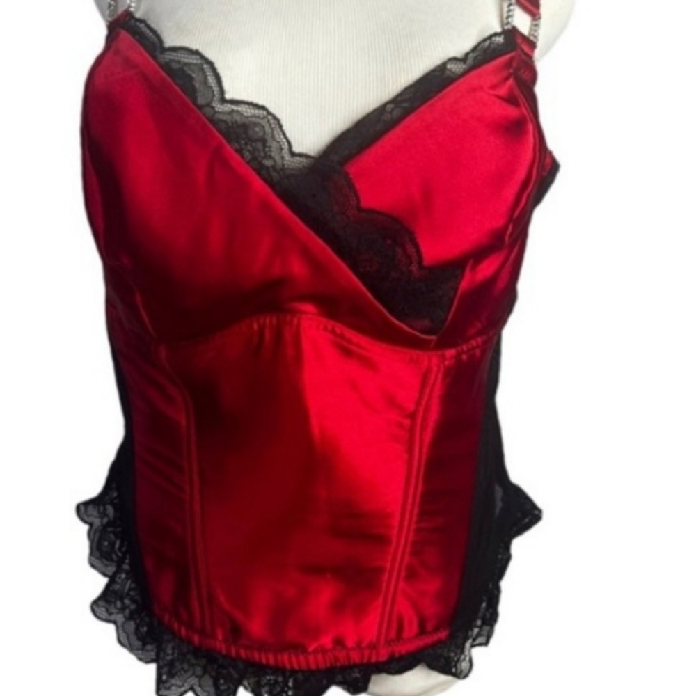 Cacique26/28 Red & Black Satin Bustier Corset
